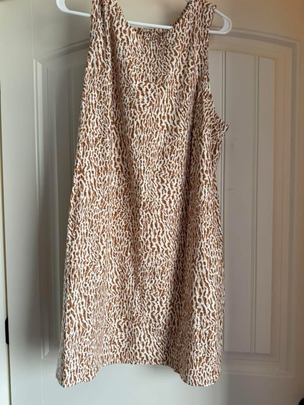Old Navy Cream and Brown Printed Midi Dress